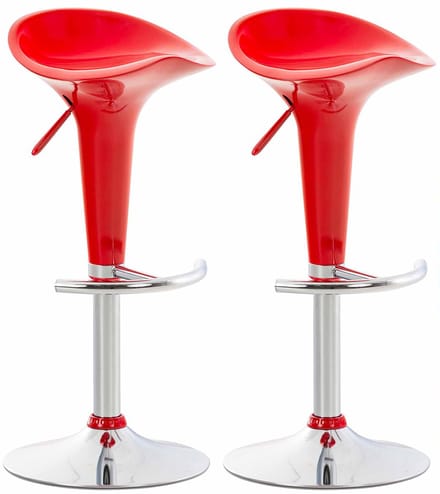 CLP Saddle Set van 2 barkrukken - Verstelbaar - Voetsteun - Kunststof - rood