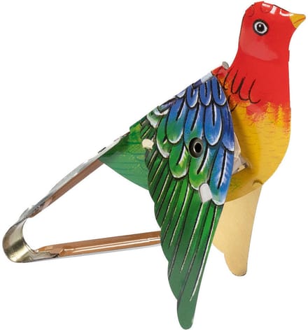 Goki speelgoed zangvogel kleurrijk met mechanisch geluid en vleugels.