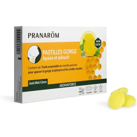 Pranarôm Aromaforce Keelpastilles Honing - Citroen 24 Pastilles