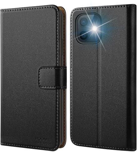 Allecto - Magflip Case voor iPhone 12 Mini - Lederen Hoesje - Zwart