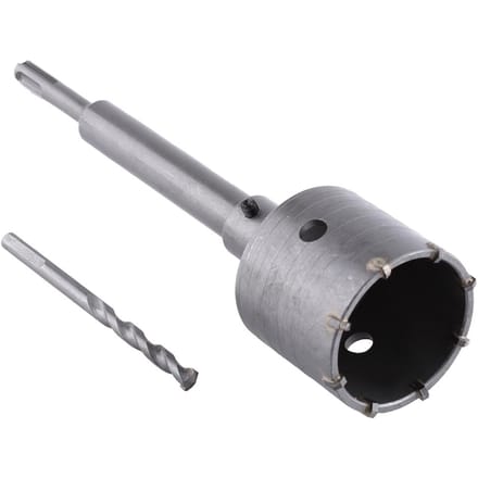 Mèche Béton 65mm Scie Trépan Coupeur de Trous Muraux Set Brique Ciment Pierre Tige 200mm Avec Clé