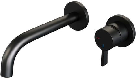 Brauer Black Edition Inbouw Wastafelmengkraan met Gebogen Uitloop en Rozetten Model E1 Mat Zwart