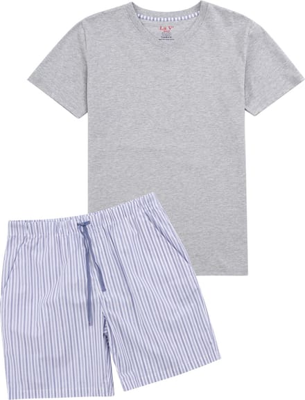 La-V shortama sets voor heren met geruite flanel broek Lichte grijs XL (valt klein)