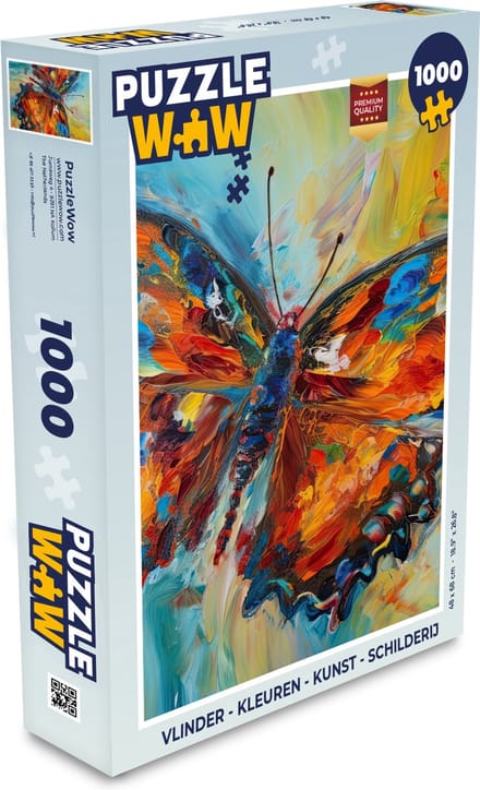 Puzzel Vlinder - Kleuren - Kunst - Schilderij - Legpuzzel - Puzzel 1000 stukjes volwassenen