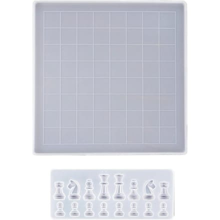 Schaakbord Hars Mal Set Schaakstukken Siliconen Mal Schaakbord Epoxy Gietmal voor DIY Kunst white