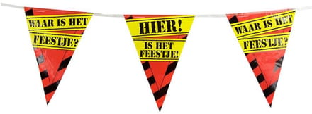Vlaggenlijn Waar is het feestje - HIER is het feestje - 1x slingers - 8 meter - plastic - versiering