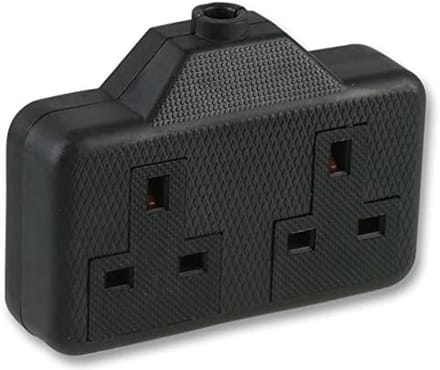 2-weg stekkerdoos rubber zwart 13A