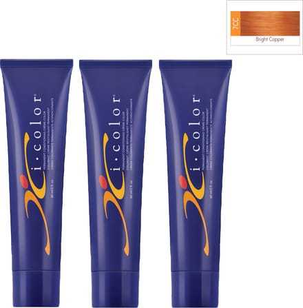ISO i color Permanent Conditioning Crème Color 60ml 7CC(7.44) Bright Copper x 3 tubes