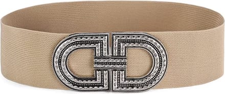 Elastische Riem - Double-D Beige | Polyester / Elastaan | Maat 36 t/m 42 | Fashion Favorite