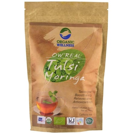 Чай с Тулси и Морингой (100 г), Real Tulsi Moringa Tea,  Organic Wellness beige