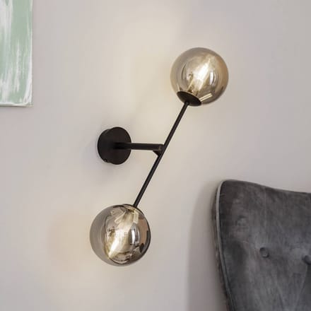 EMIBIG LIGHTING Wandlamp Linear, zwart/grafiet, 2-lamps