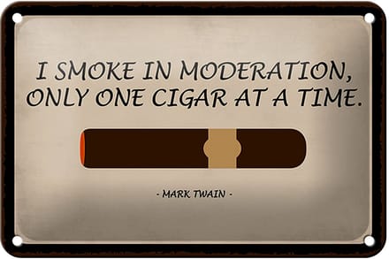 Blechschild Spruch 18x12cm i smoke in moderation only cigar Dekoration