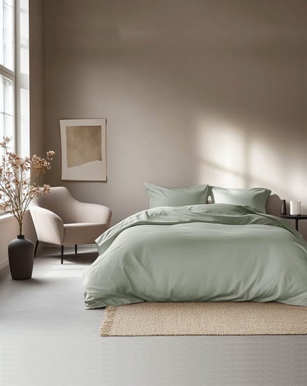 HOOMstyle Dekbedovertrek met kussenslopen - luxe micro Percale - dekbedovertrek - 140x220cm - 1 persoons - Aloë Vera Groen