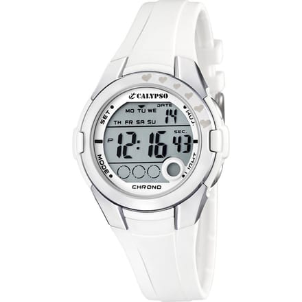 Calypso K5571/1 digitaal horloge 100 meter wit/ grijs