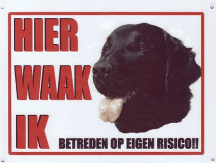 Aluminum waakbord Flatcoated retriever zwart