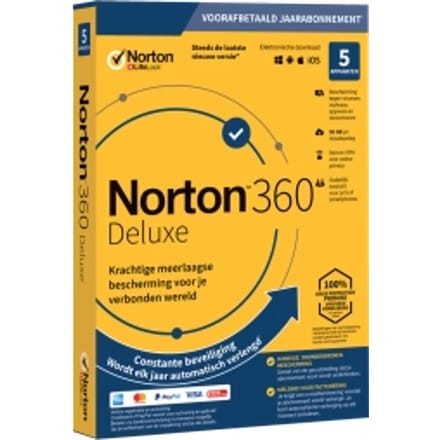 Norton 360 Deluxe | 5 Apparaten | 1 Jaar | 50 GB Cloud Opslag