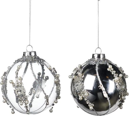 Goodwill - Kerstbal - glas - Zilver - D10 x H10 cm - 2 stuks