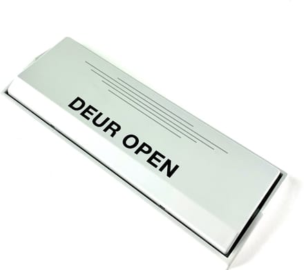 Elleboogschakelaar bedrukt deur open