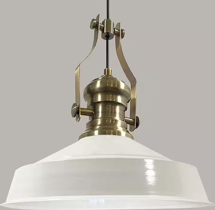 Bamyum Hangende Metalen Lamp Ø41 cm, E27, Vintage Lamp, Wit Binnenkant