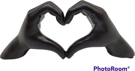 Gilde Handwerk - Love Sign Hands - Zwart Beeld Sculptuur - Polyresin liefdes handen hart