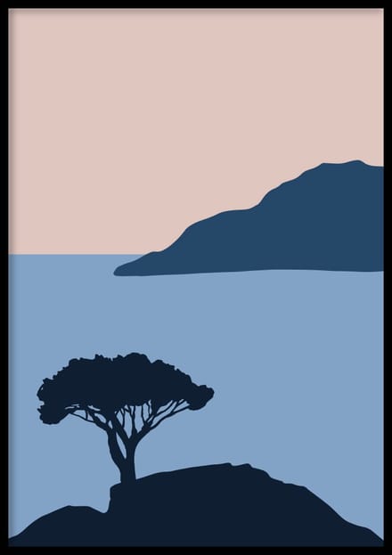 Poster Blue tree - Abstracte poster - 30x40 cm - Exclusief lijst - WALLLL