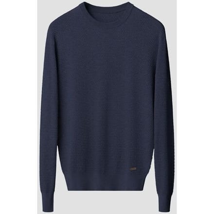 Eton Trui Luxury Egyption Organic Cotton Solid Color Texture Knit Donker Blauw / male