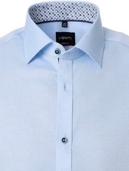 Venti Overhemd Met Puzzelstuk Motief Blauw Body Fit - L