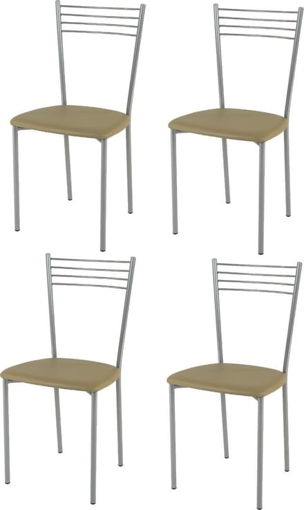 Tommychairs Elena - Eetkamerstoelen - Set van 4 - Aluminium & Cappuccino - Kunstleer