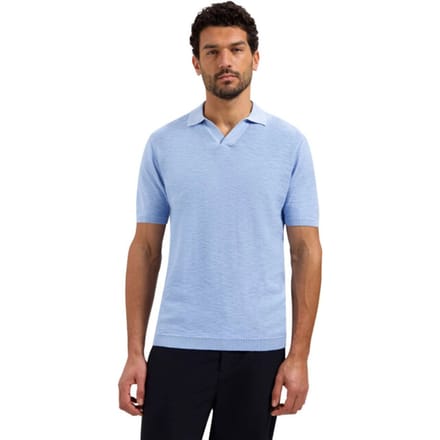 No Excess Pullover short sleeve v-polo slub blue