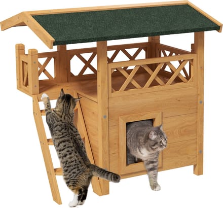 PawHut Katzenhaus mit Treppe und Dach D30-076V02