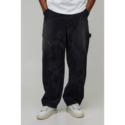 Western Grafische Balloon Fit Jeans | Washed Black | Size 30R