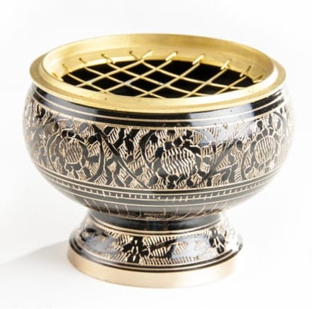 Wierookbrander met netje zwart goud groot