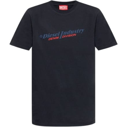 Marineblauw T-shirt met Diesel Industry Denim Division-logo