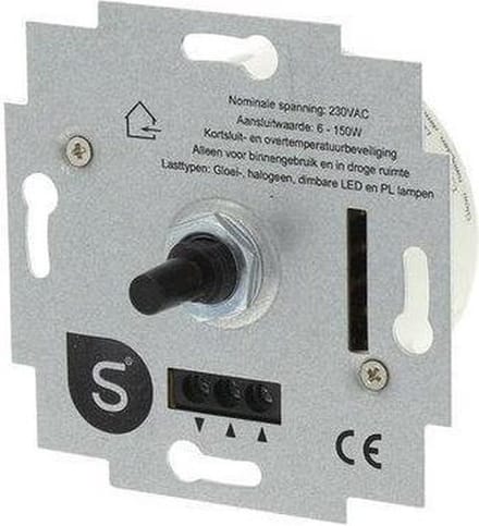 Smartwares S2 Inbouw Dimmer - Universele Drukwissel - LED - 6 - 150W - Element