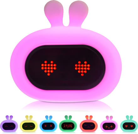 Kadoing Konijn Kinderwekker - Slaaptrainer en Wake Up Light - Digitale Wekker voor Kinderen
