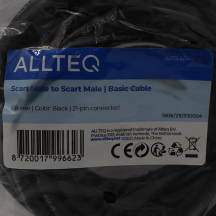 Scart kabel - 5 meter - Allteq