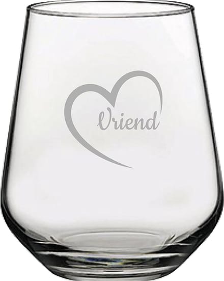 Gegraveerde Drinkglas 42,5cl Vriend met hartje