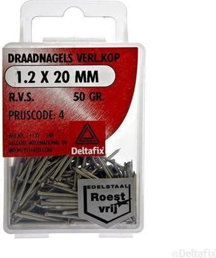 Deltafix spijkers 1,2 x 20 mm - RVS - verloren kop - 50 gram