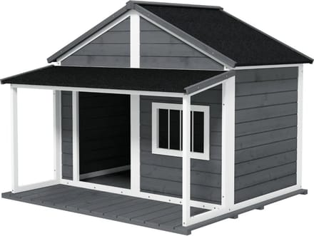 Hondenhok - Buiten - Bench - Ren - Weerbestendig - Kennel - Rek - Grijs