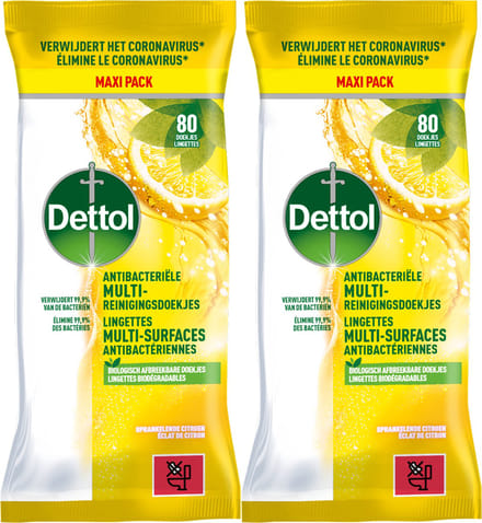 Dettol Citrus Doekjes 72st - 2 Stuks - Voordeelverpakking