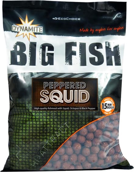 Dynamite Baits Big Fish Boilies | Peppered Squid | 1.8kg 20mm Peppered Squid