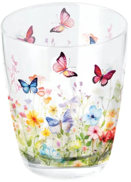 Ambiente Butterflies in Field Waterglas 0.25L – Vlinders & Bloemen Design