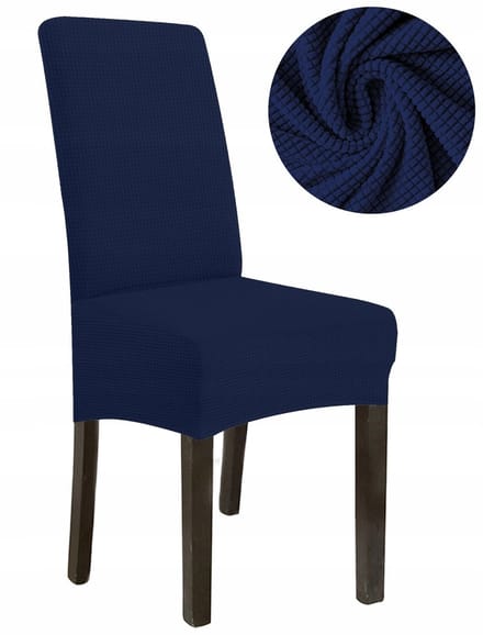 Stoelhoes L Dik Jacquard Donkerblauw Hoge Rugleuning 70cm