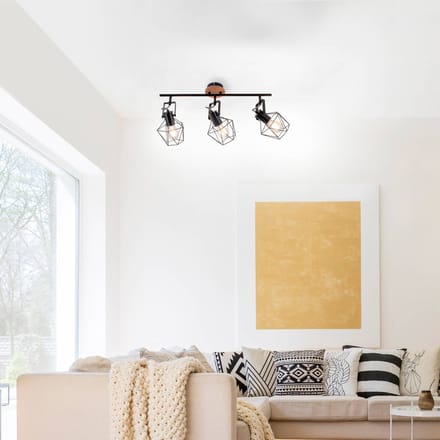 JUST LIGHT. GmbH Plafondlamp Jaro verstelbaar zwart/hout 3-lamps