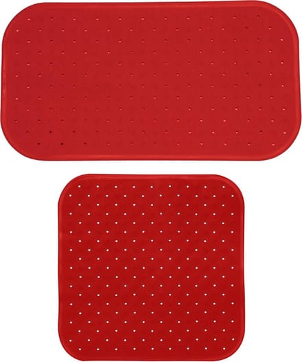 MSV Douche/bad anti-slip matten set badkamer - rubber - 2x stuks - terracotta - 2 formaten