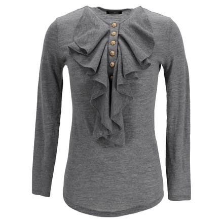 Balmain trui met ruches in grijze wol