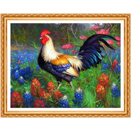Diy, schilderij Strass, vol, rond, diamant, diamant Schilderij Haan 20X30CM blue