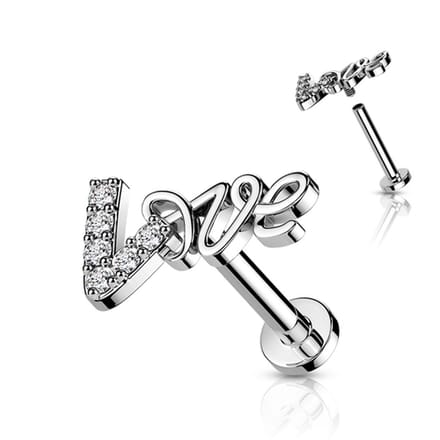 Piercing 'LOVE' 1.2x8 - zilver - LMPiercings