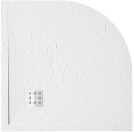 FugaFlow Eccelente Anto Douchebak - 90x90cm - antislip - antibacterieel - mineraalmarmer - kwartrond - mat wit