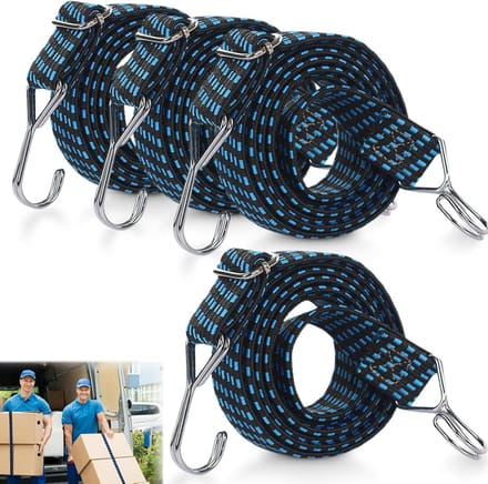 Verstelbare Spanrubbers - Spanbanden met Haken - Bagage Vastzetten - Platte Antislip Constructie - 1 Meter Lengte - Blauw-Zwart